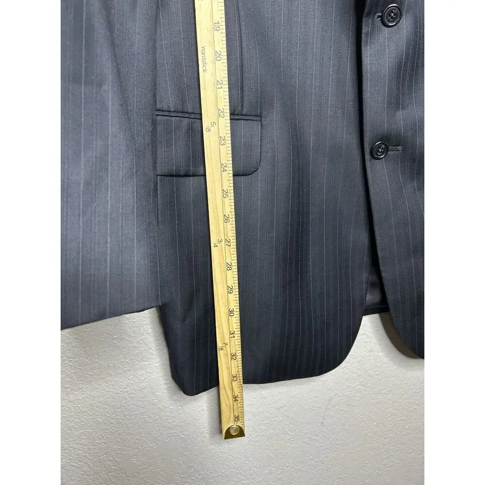Jos A Bank Blazer Mens 44L Navy‎ Pin Striped Wool Suit Jacket Sport Coat